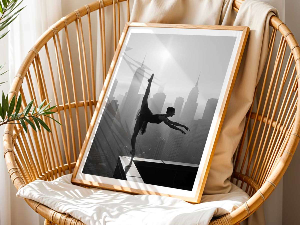 Artistic view of Ballerina showing expressive posture and refined dance details for rehearsal room decor