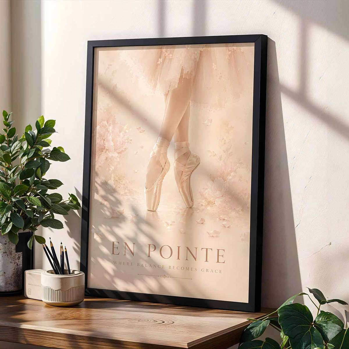 Ballerina composition styled as wall art and featuring fluid motion and an intimate performance mood