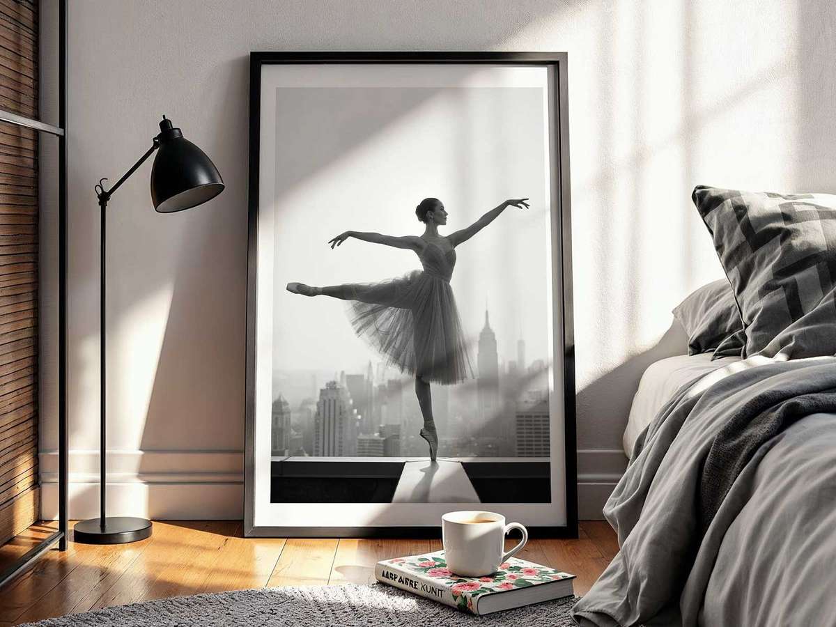 Ballerina shown in a refined composition showcasing graceful movement and stage-inspired details inspired by simple