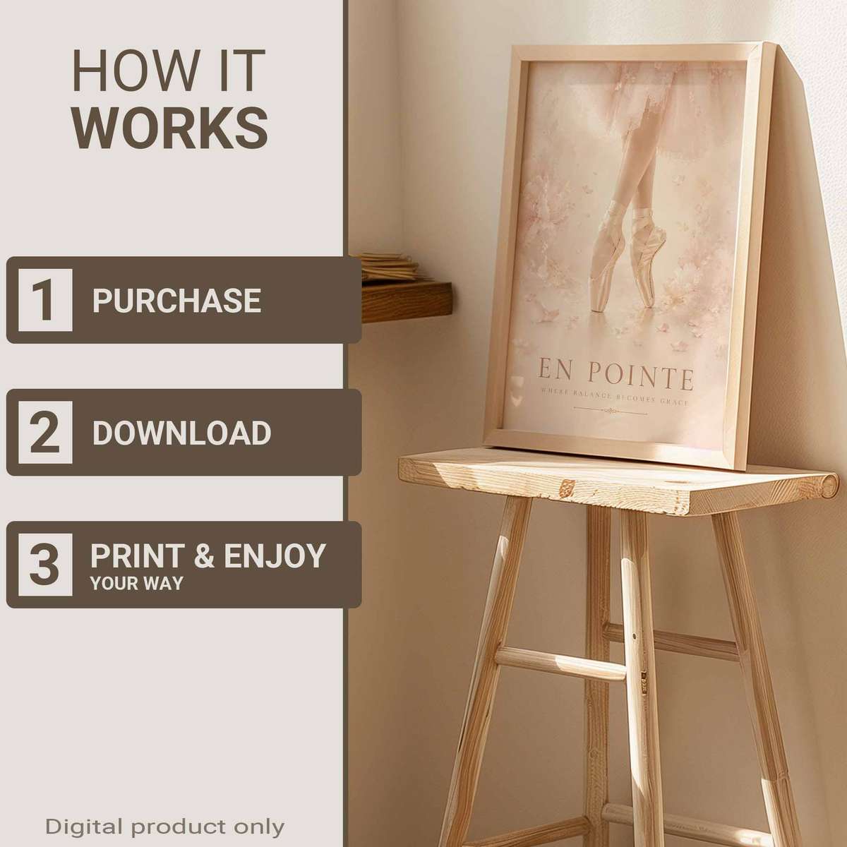 Ballerina shown in a classical composition showcasing poetic movement with softly balanced composition