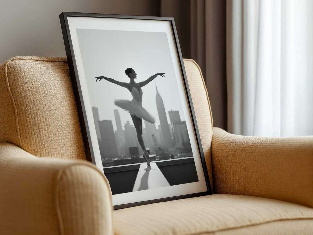 Ballerina wall art showcasing expressive posture and refined dance details and a dreamlike visual character