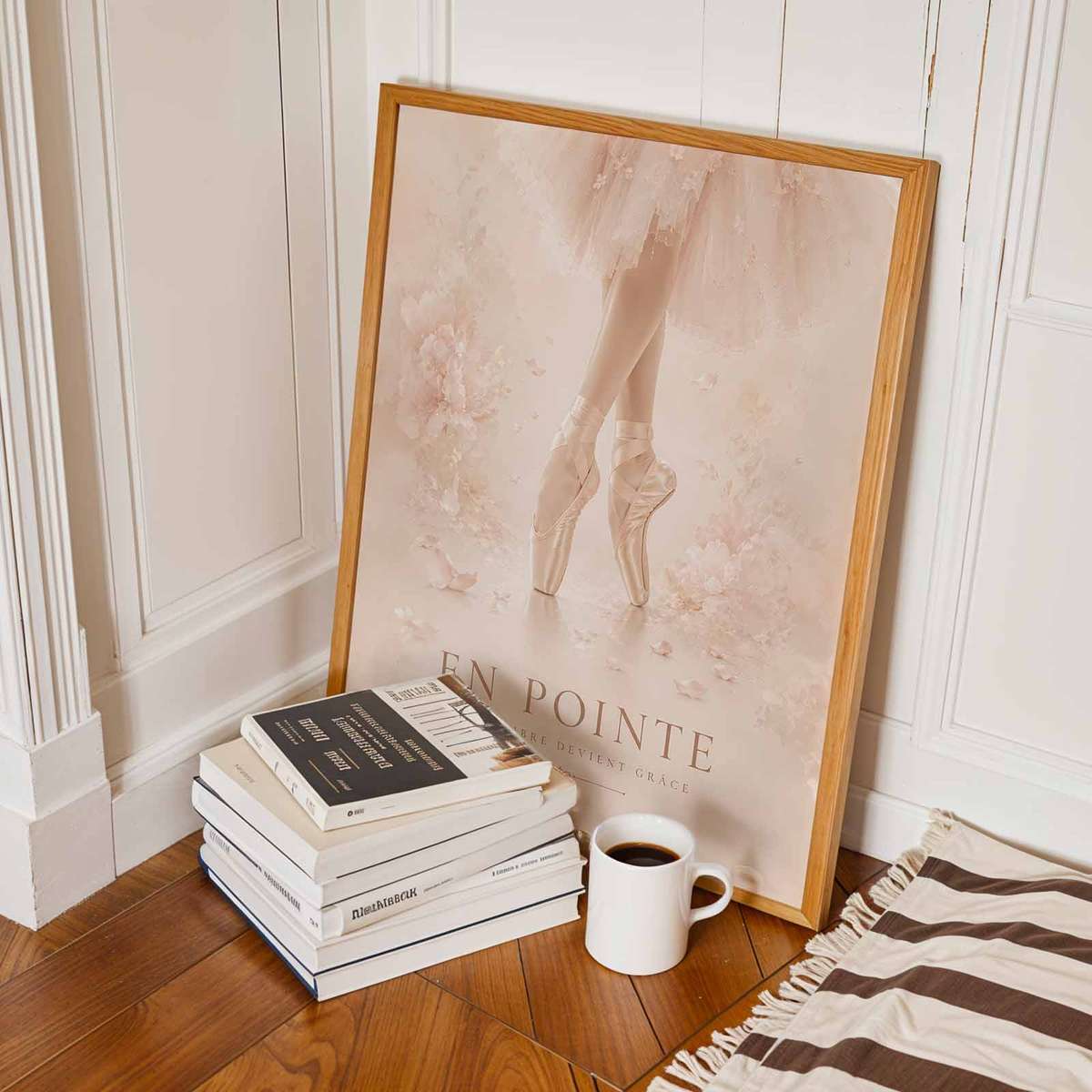 Abstract painting of Ballerina Framed created for creative space decor with French text