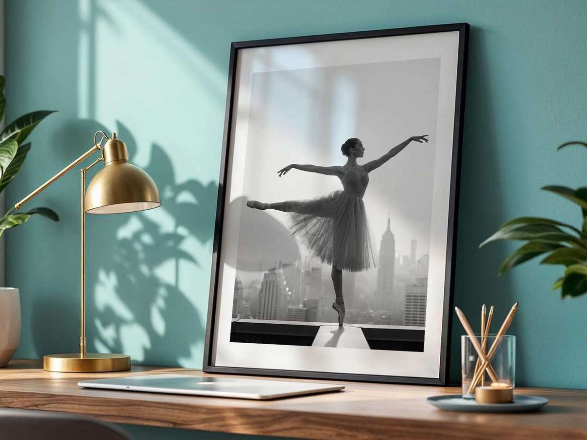 Intimate framed composition of a ballerina in a poised pose, where the body's shape becomes decorative form