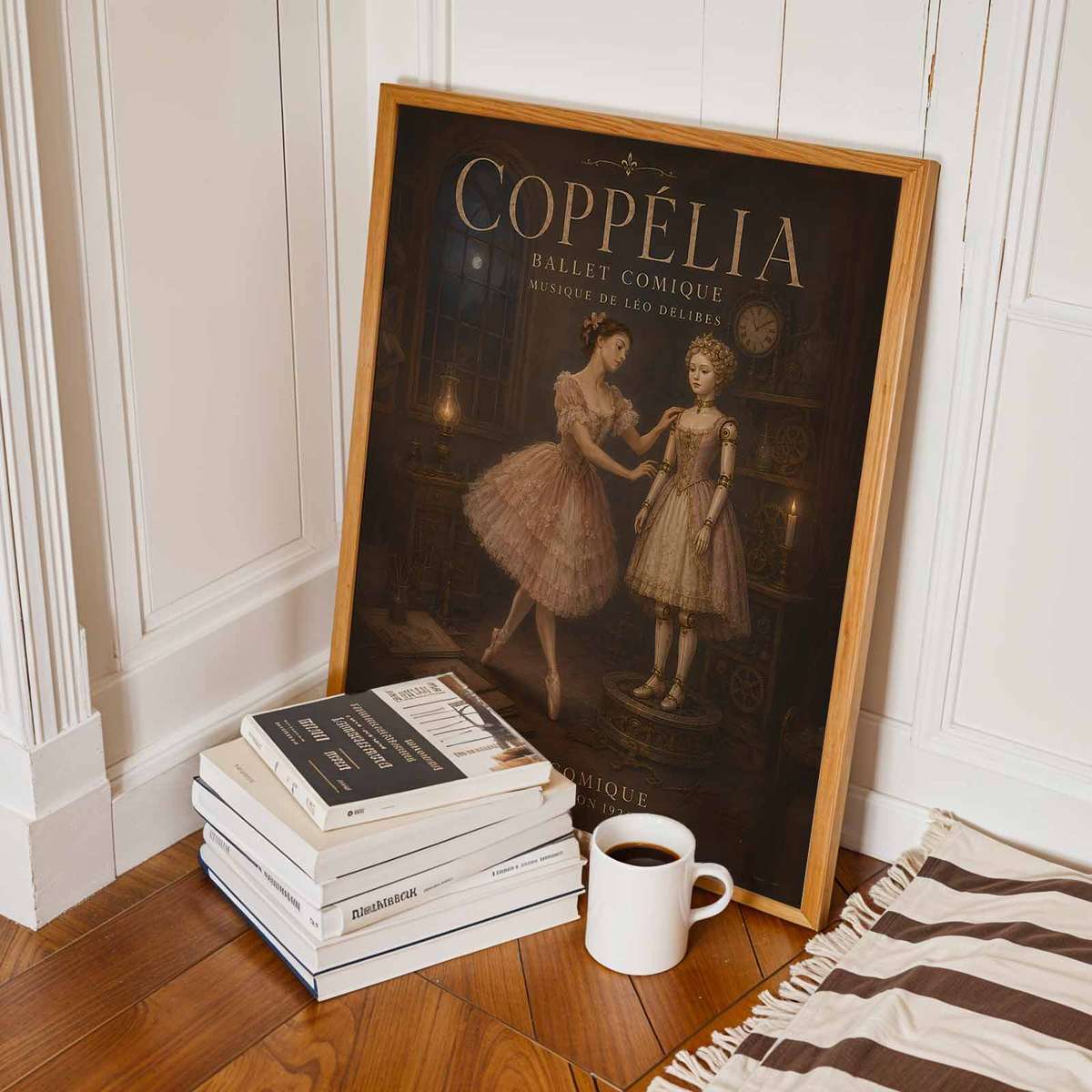 Whimsical painting of Ballerina created for dance studio decor with French text