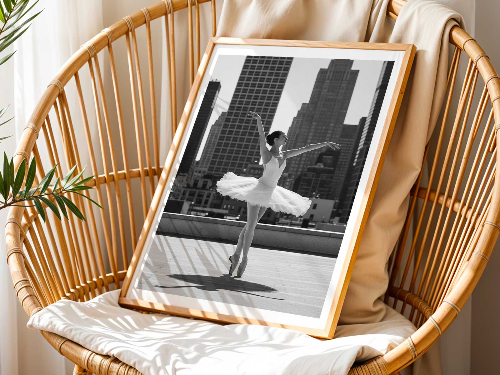 Rear view of a ballerina highlighting the graceful curve of the neck and the poised shoulder line