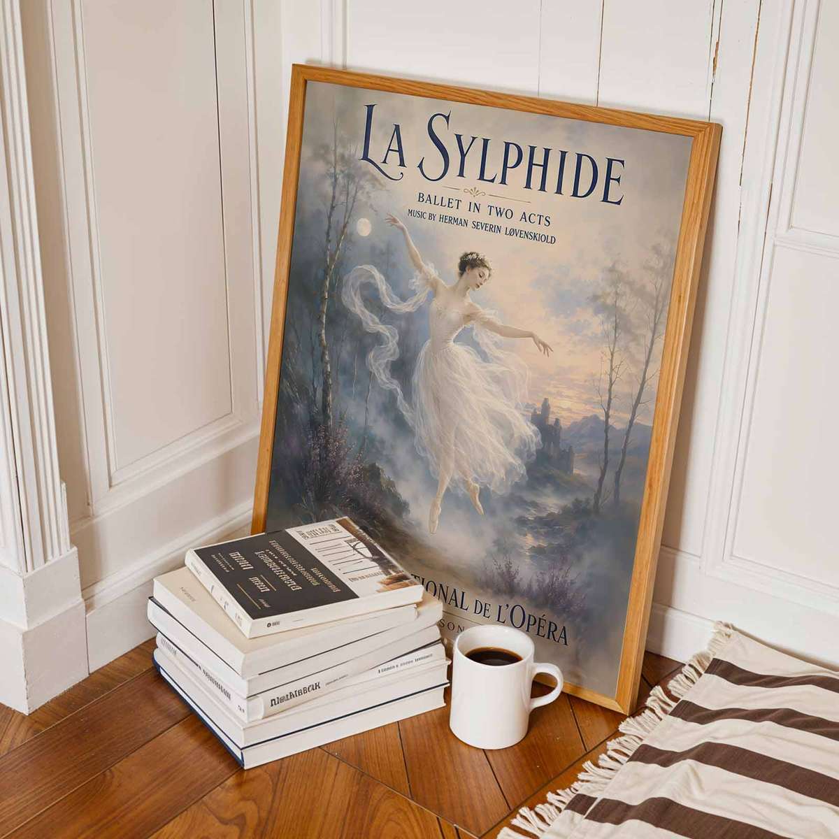 Artistic view of Ballet Aesthetic showing graceful movement and stage-inspired details inspired by vintage la sylphide ballet for rehearsal room decor