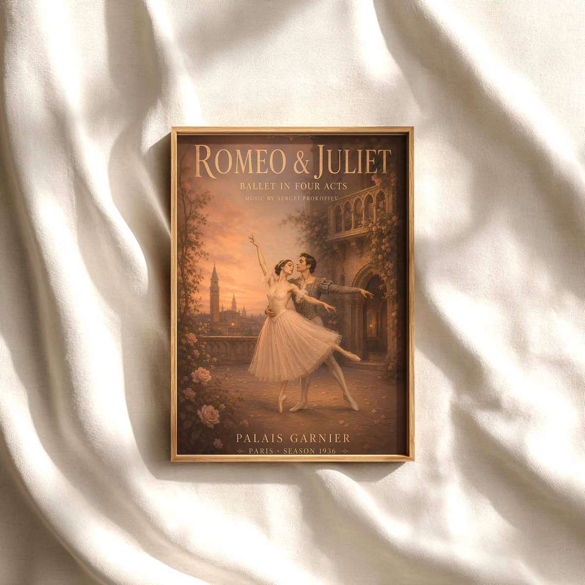Romeo Juliet Painting – Vintage Romantic Ballet Poster, Romeo and Juliet… ballet poster shown as refined dance wall art