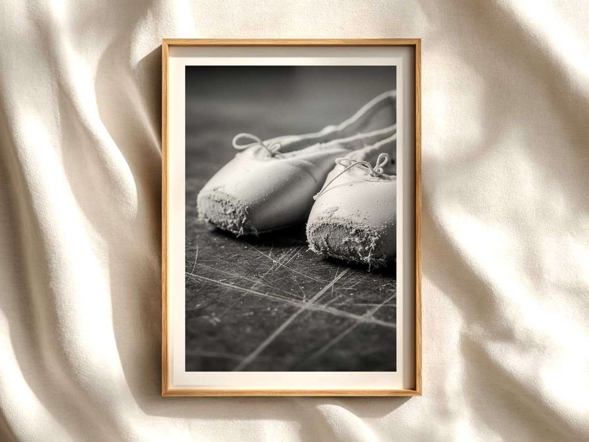 Pointe Foot Silhouette — Emphasis on Shape ballet poster shown as refined dance wall art