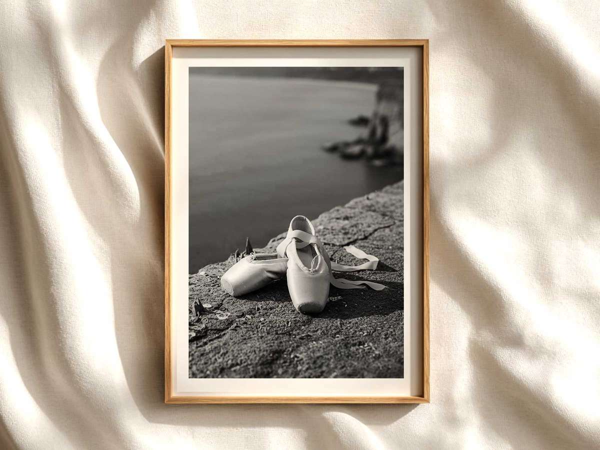 Pointe Silhouette: Focus on Foot and Line ballet poster shown as refined dance wall art