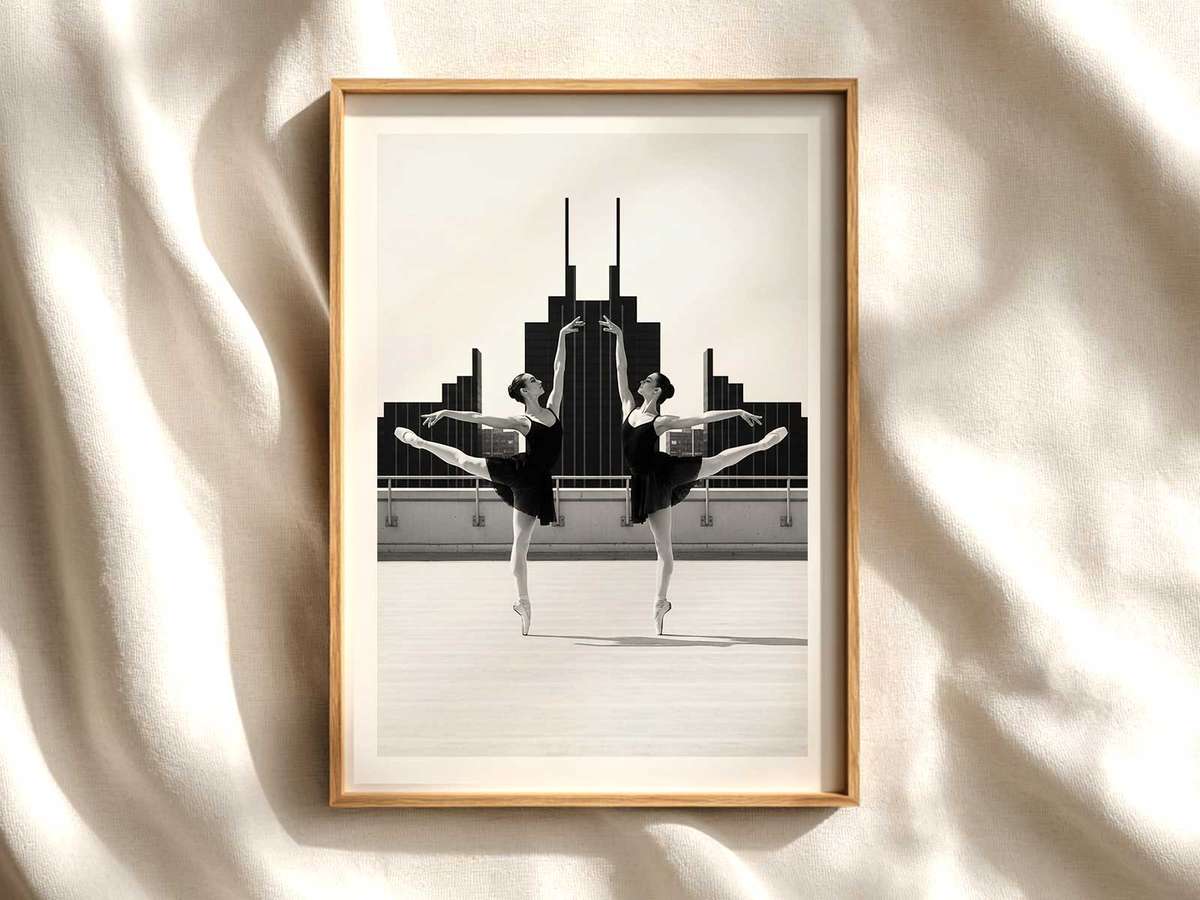 Silhouette Ballerina Arabesque Poster ballet poster shown as refined dance wall art
