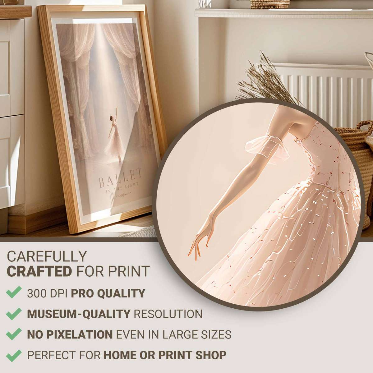 Ballet Core Aesthetic decorative print featuring graceful movement and stage-inspired details for classical art admirers