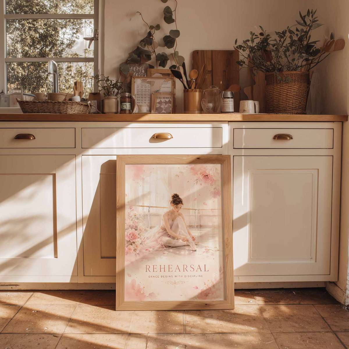 Elegant Ballet Dancer wall art featuring poetic movement with softly balanced composition inspired by elegant vintage ballerina