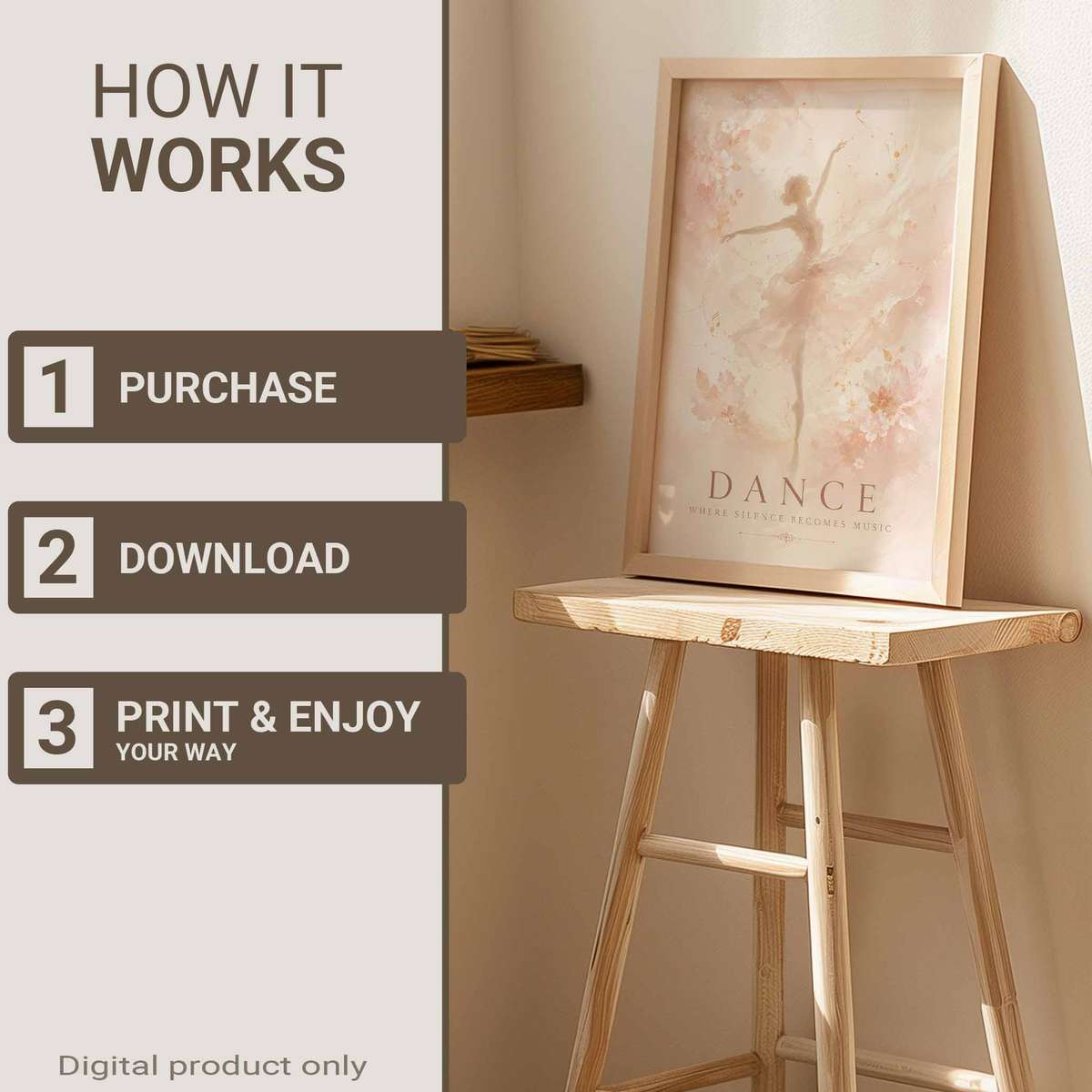 Classical wall art of Ballet Dancer Watercolor created for gallery wall decor