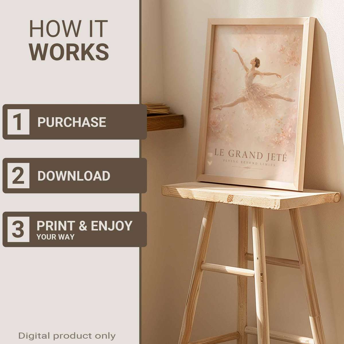 Elegant illustration of Ballet presented through rehearsal-inspired details and graceful silhouettes