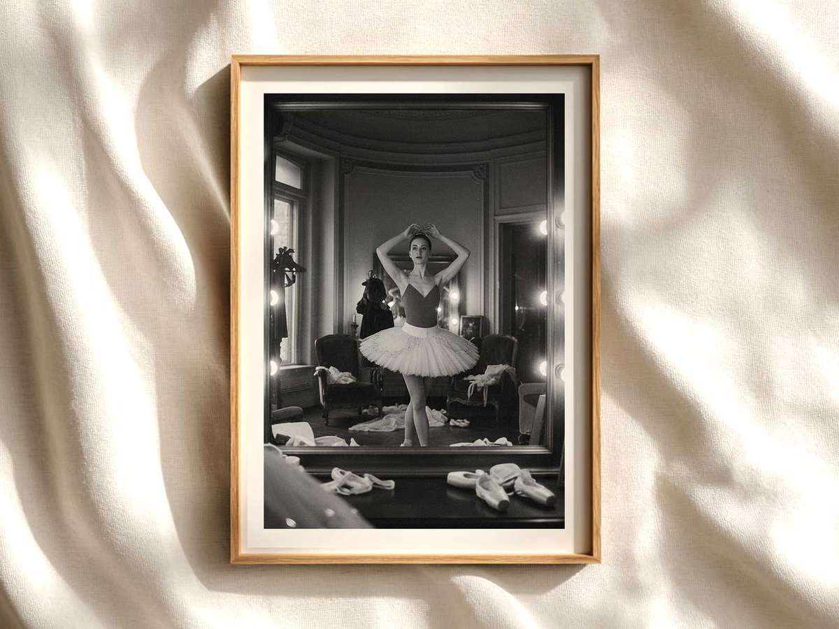 Plié and Reflection — Doubled Line in Ballet Poster ballet poster shown as refined dance wall art