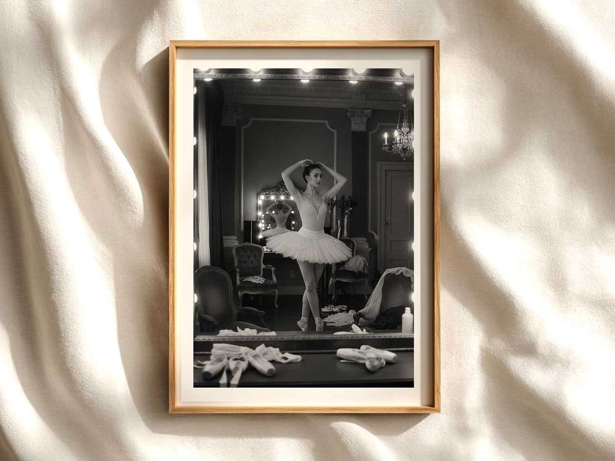 Plié and Reflection Mirror Ballet Poster ballet poster shown as refined dance wall art