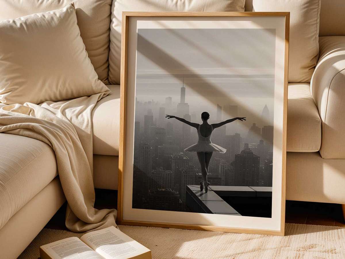 Ballet shown in a stylized composition showcasing elegant lines and a theatrical atmosphere