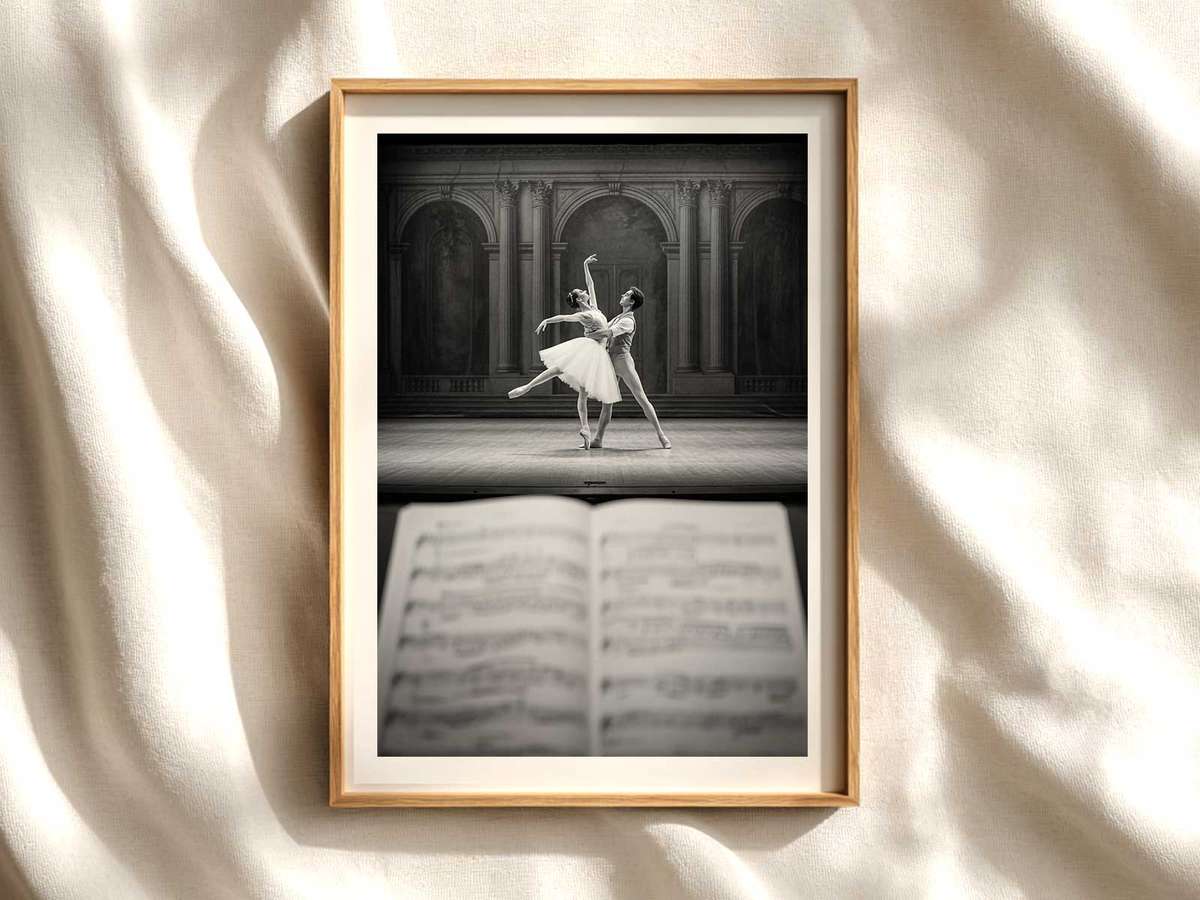 Theatrical Entry Silhouette — Ballet Poster ballet poster shown as refined dance wall art