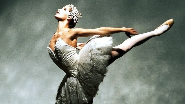 Close-up of Darcey Bussell's feet en pointe, showing control and strength in turnout and ankle stability