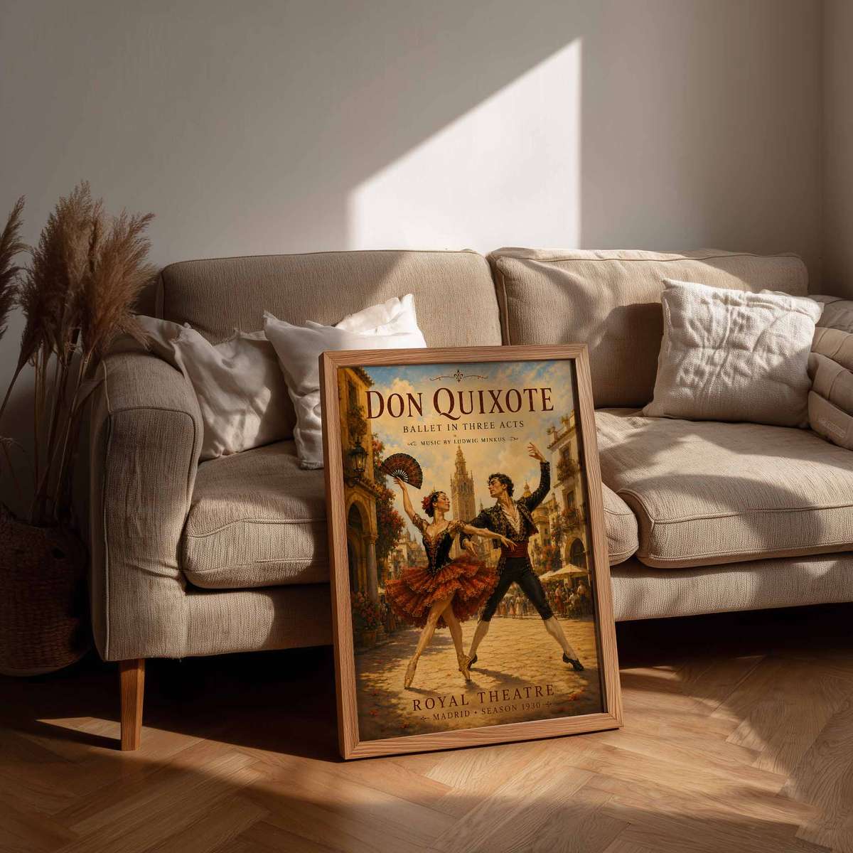 Vintage illustration of Don Quixote presented through expressive posture and refined dance details