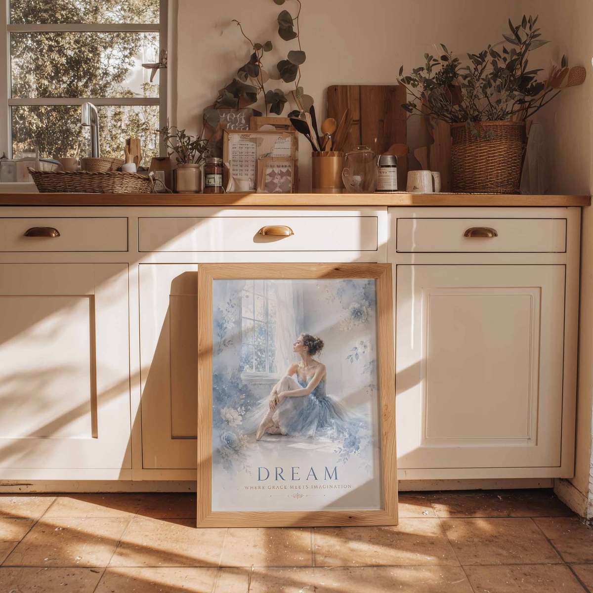 Decorative Watercolor Ballerinas artwork designed for dance students and rehearsal room decor