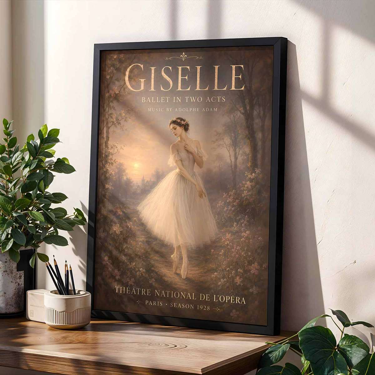 Ethereal Giselle wall art featuring rehearsal-inspired details and graceful silhouettes