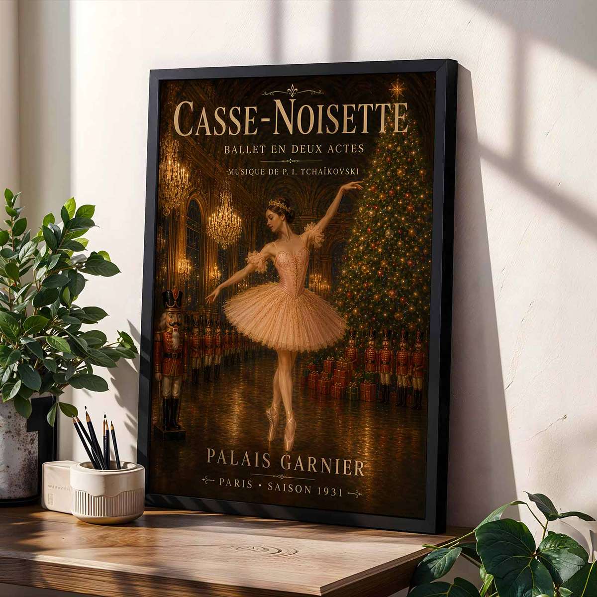 Nutcracker Ballet composition styled as wall art and featuring expressive posture and refined dance details with French text