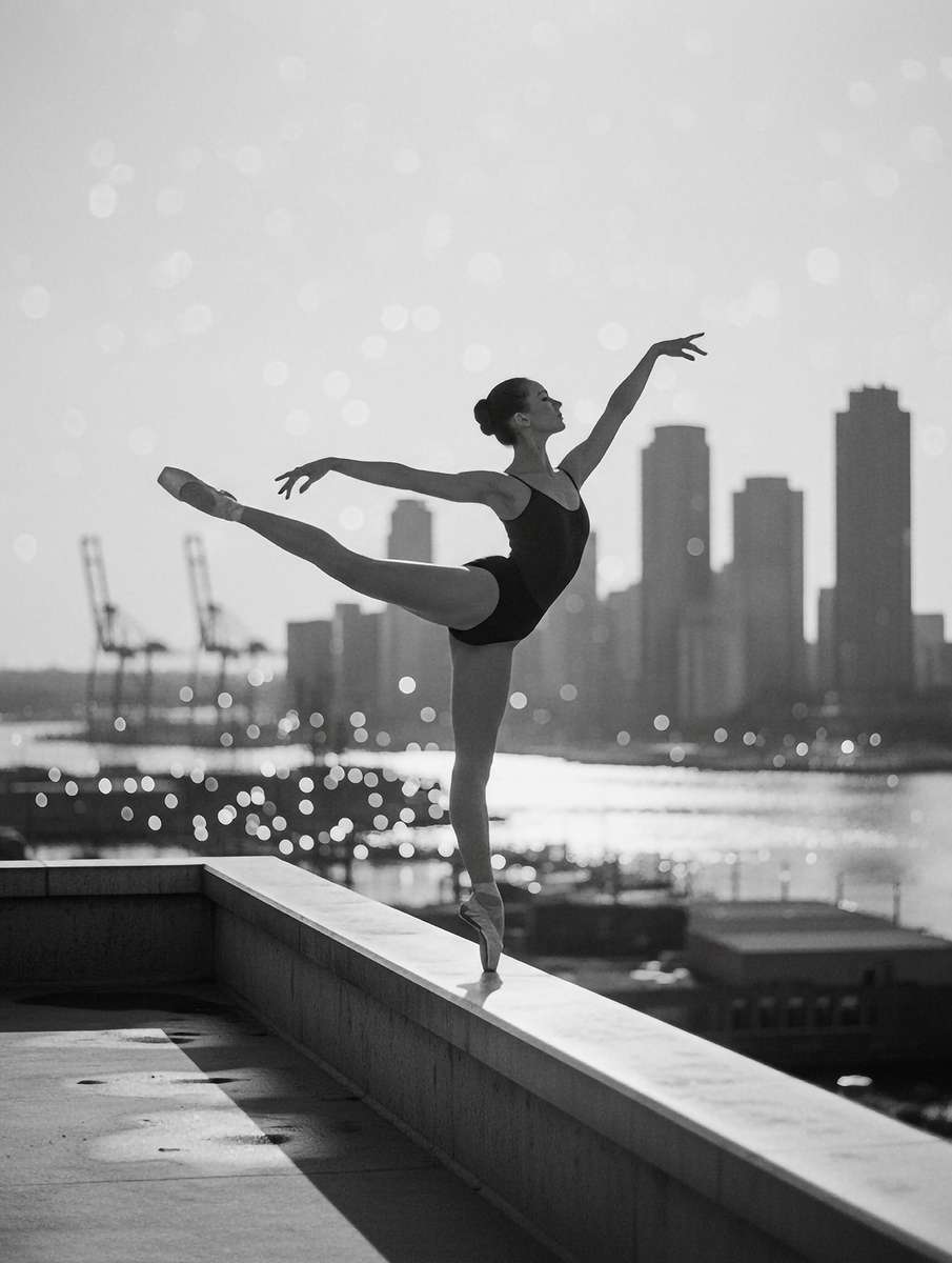 Close-up of a tutu resting on a weathered wooden quay, ropes and bollards framing the fabric to evoke maritime heritage and…