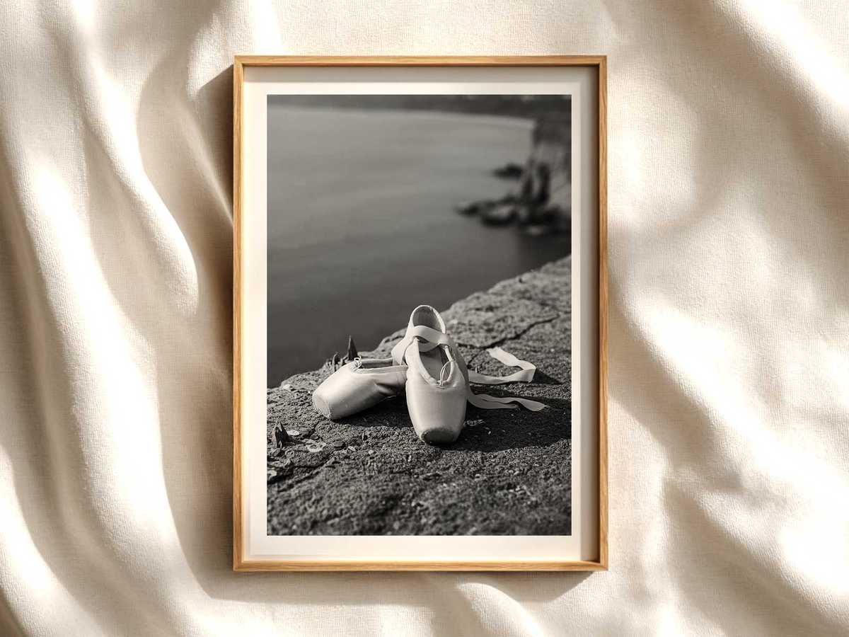 Pointe Silhouette: Focus on Foot and Line ballet poster shown as refined dance wall art