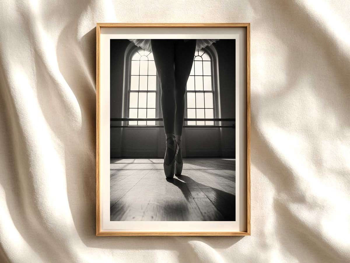 Arabesque Silhouette Poster — Poise and Line ballet poster shown as refined dance wall art