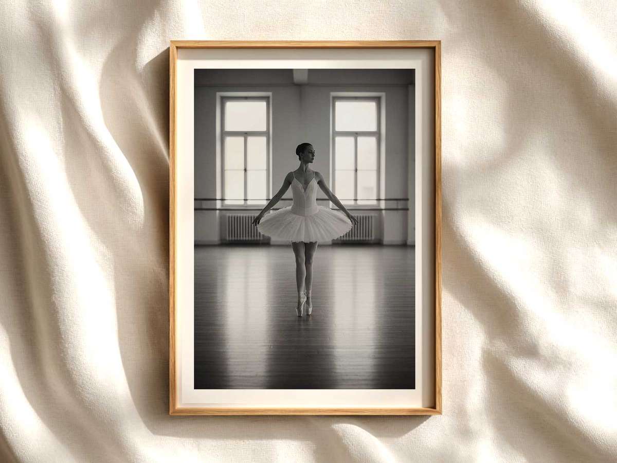 Quiet Focus — Ballerina Artwork Poster ballet poster shown as refined dance wall art