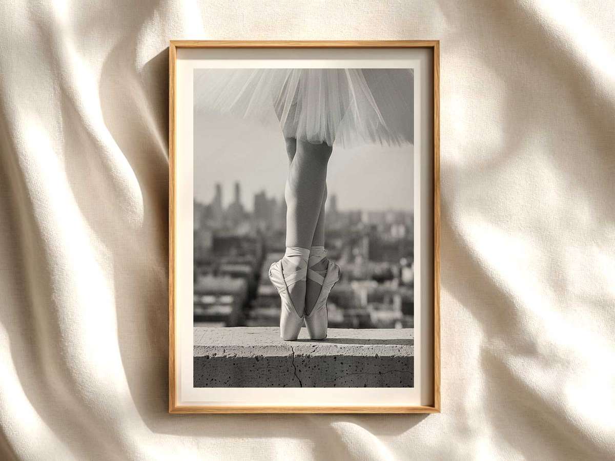 Mid-Leap Silhouette — Ballerina in Suspension ballet poster shown as refined dance wall art
