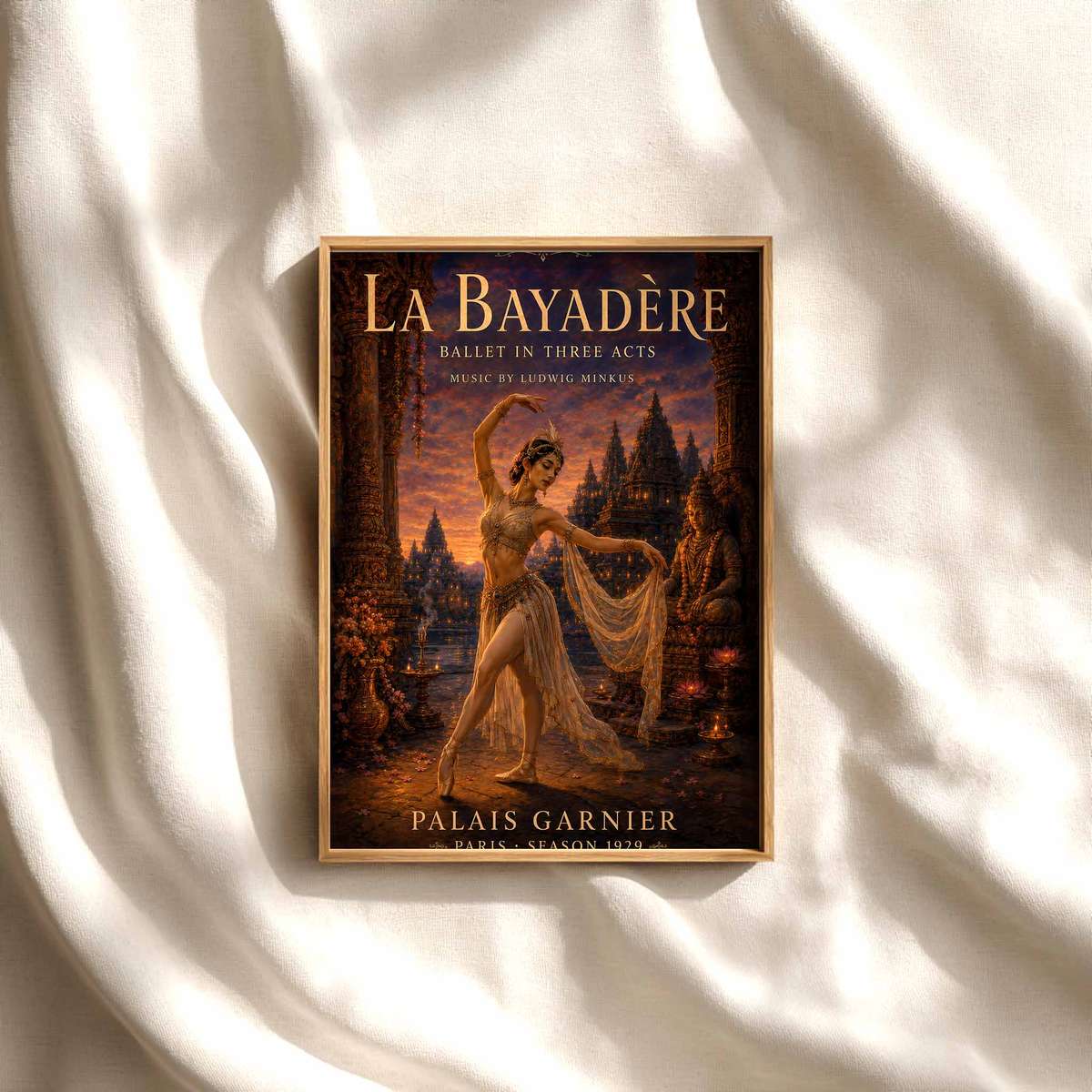 Ballet Print – Vintage Temple Dancer Wall Art, La Bayadere ballet poster shown as refined dance wall art