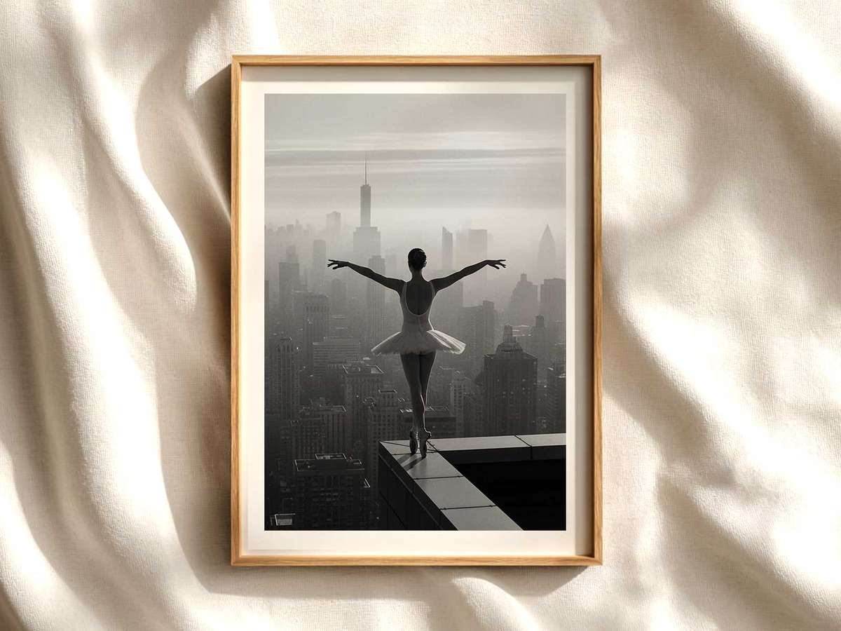 Single Ballerina Silhouette Poster ballet poster shown as refined dance wall art