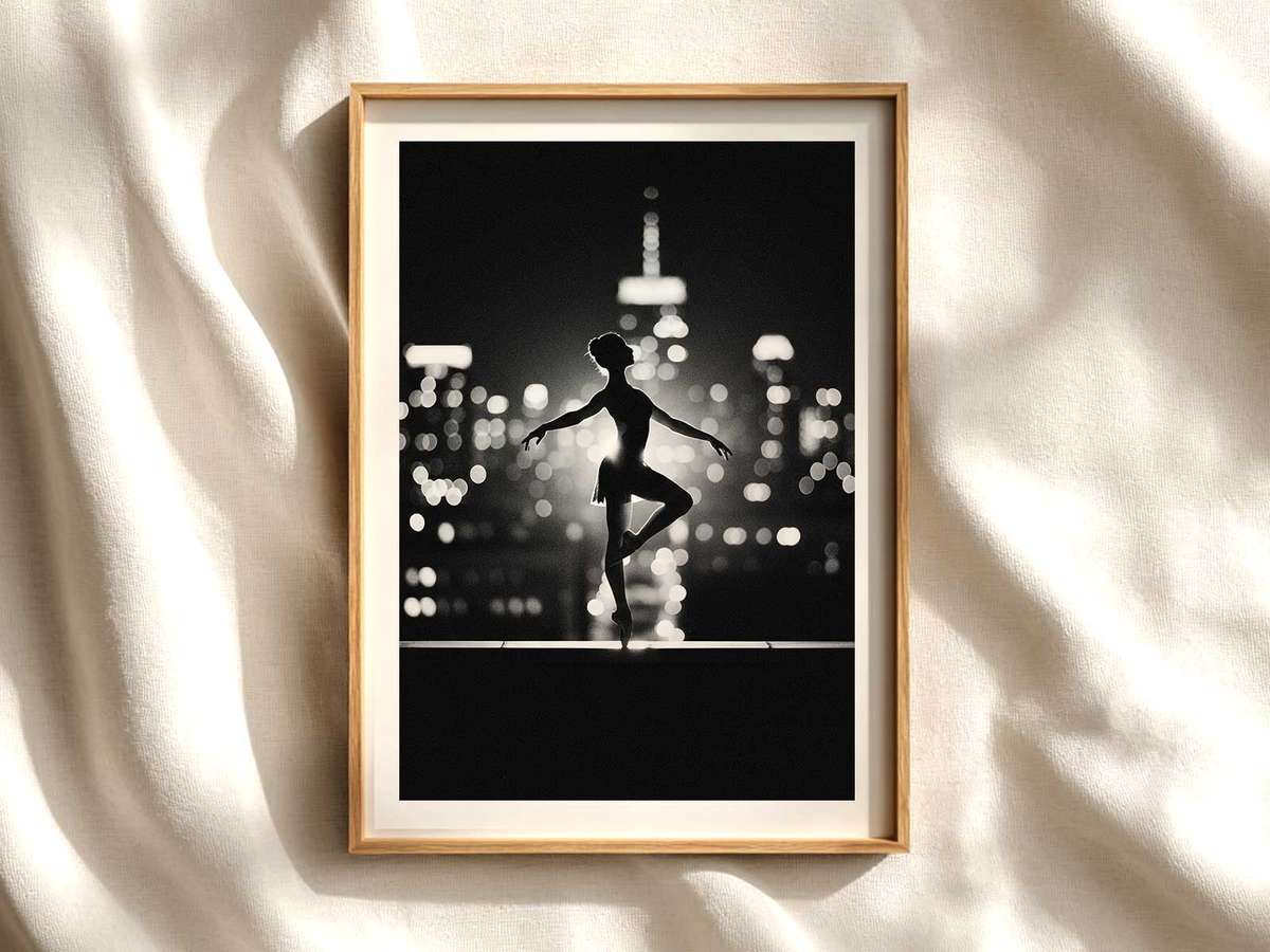 Single Ballerina Silhouette Poster ballet poster shown as refined dance wall art