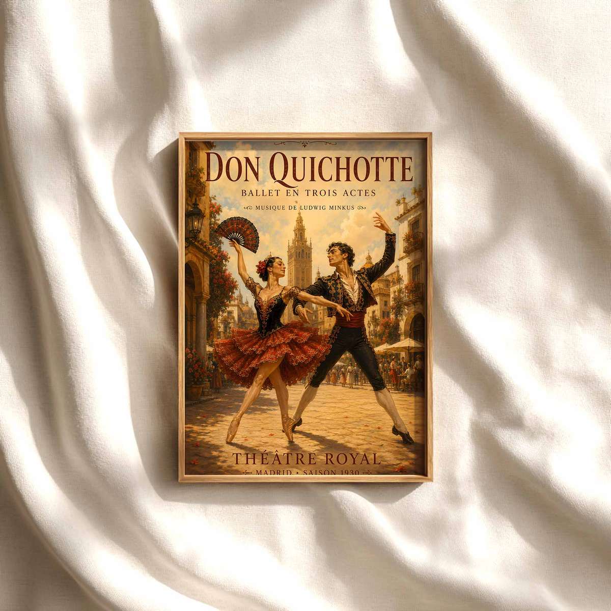 Don Quixote Artwork, Vintage French Text Ballet Poster, Classic Dance Wall Art… ballet poster shown as refined dance wall art