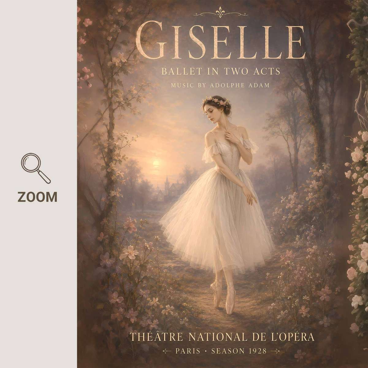 Gallery-style Giselle artwork with ethereal details for dancer's bedroom decor