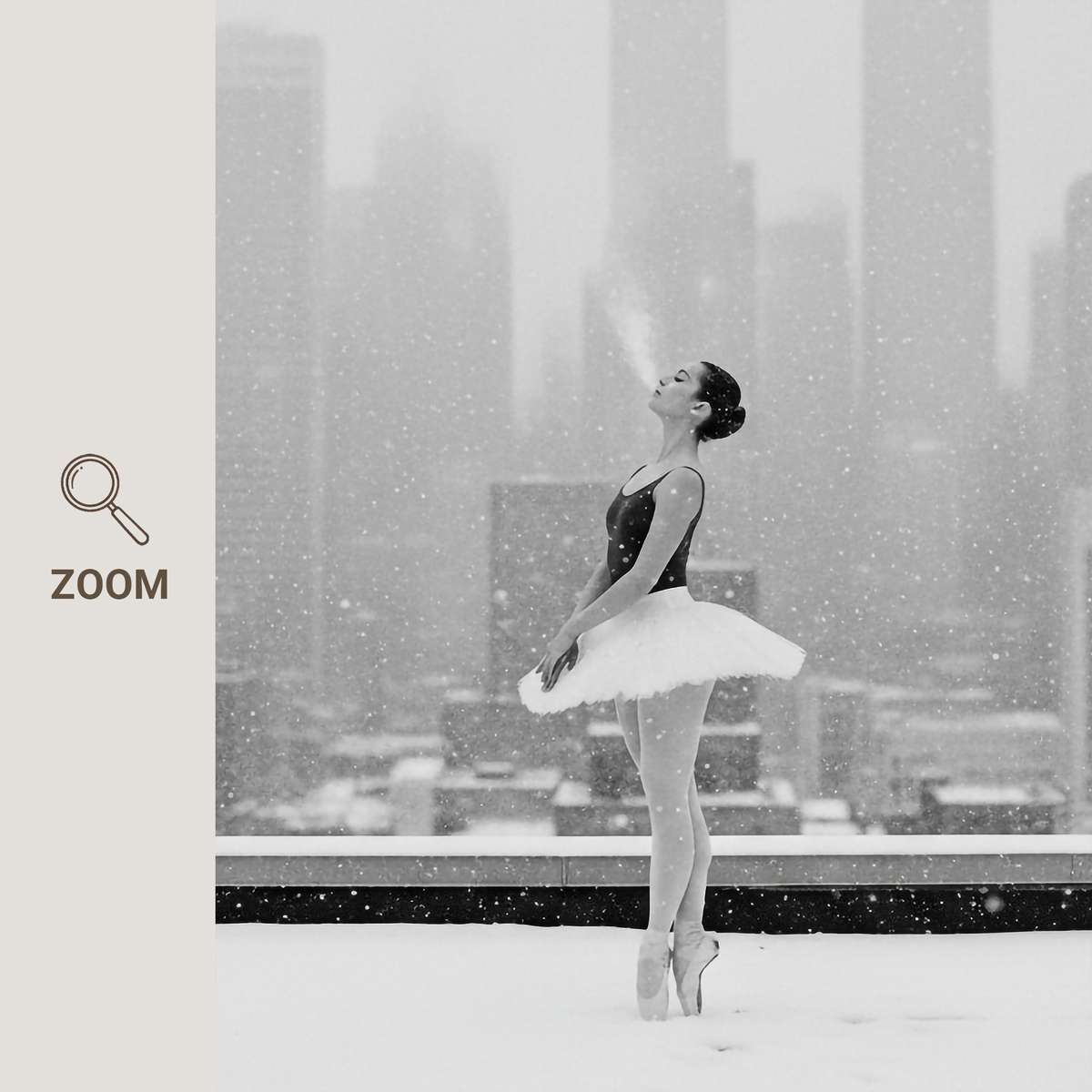 Ballerina in arabesque balancing on one leg with a calm, focused expression
