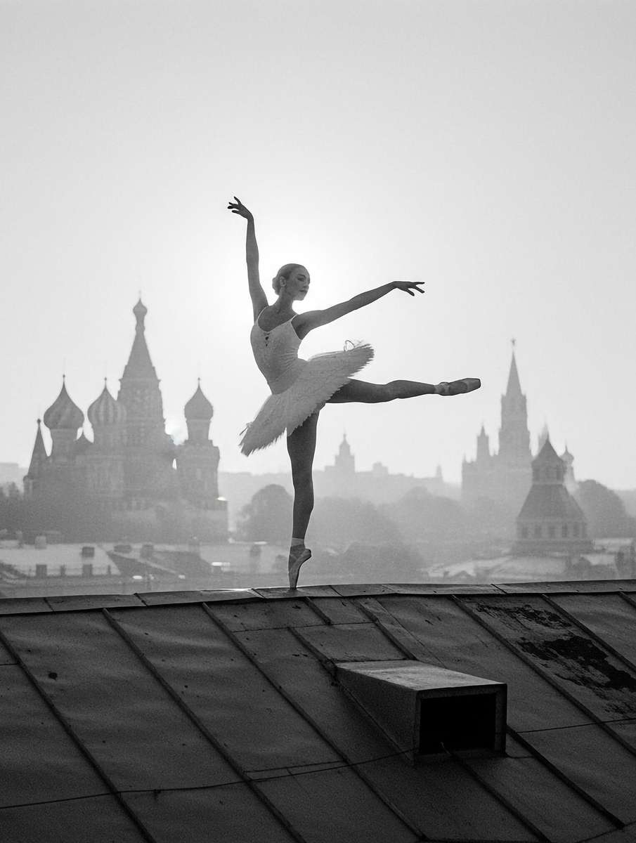 Group of dancers forming a strict classical line, evoking disciplined formations and historical stage traditions