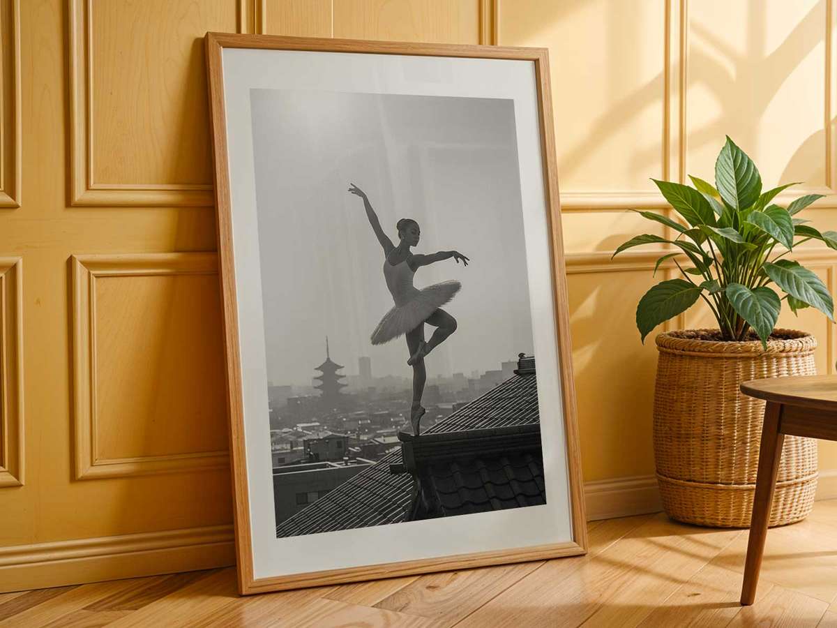 Professional Dancer Photos composition styled as poster and featuring graceful movement and stage-inspired details inspired by tokyo‑inspired urban nocturne with a contemplative…