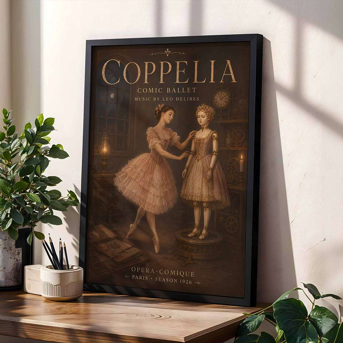 Decorative Vintage Ballerina artwork designed for dance students and rehearsal room decor