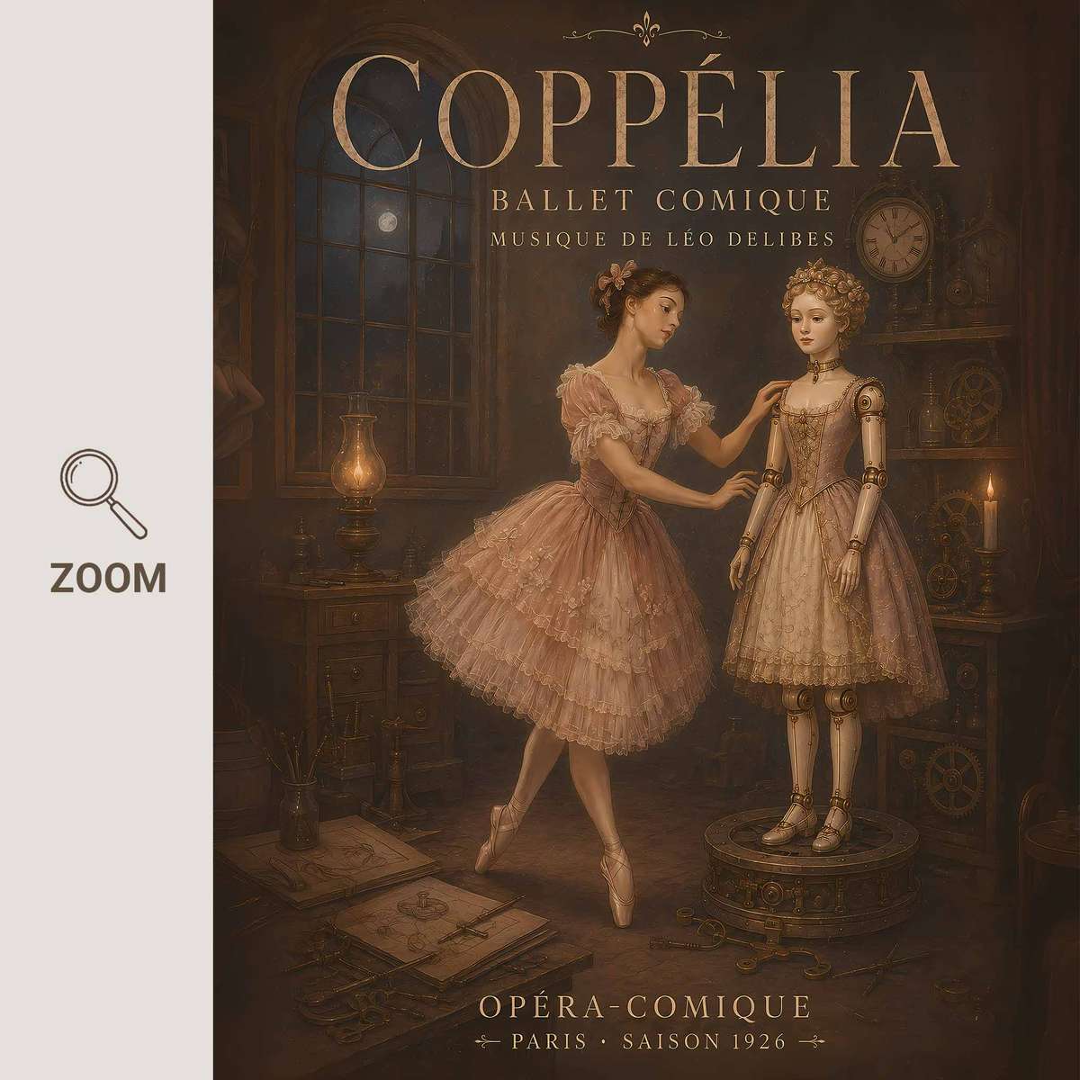 Vintage illustration of Vintage Ballerina presented through poetic movement with softly balanced composition