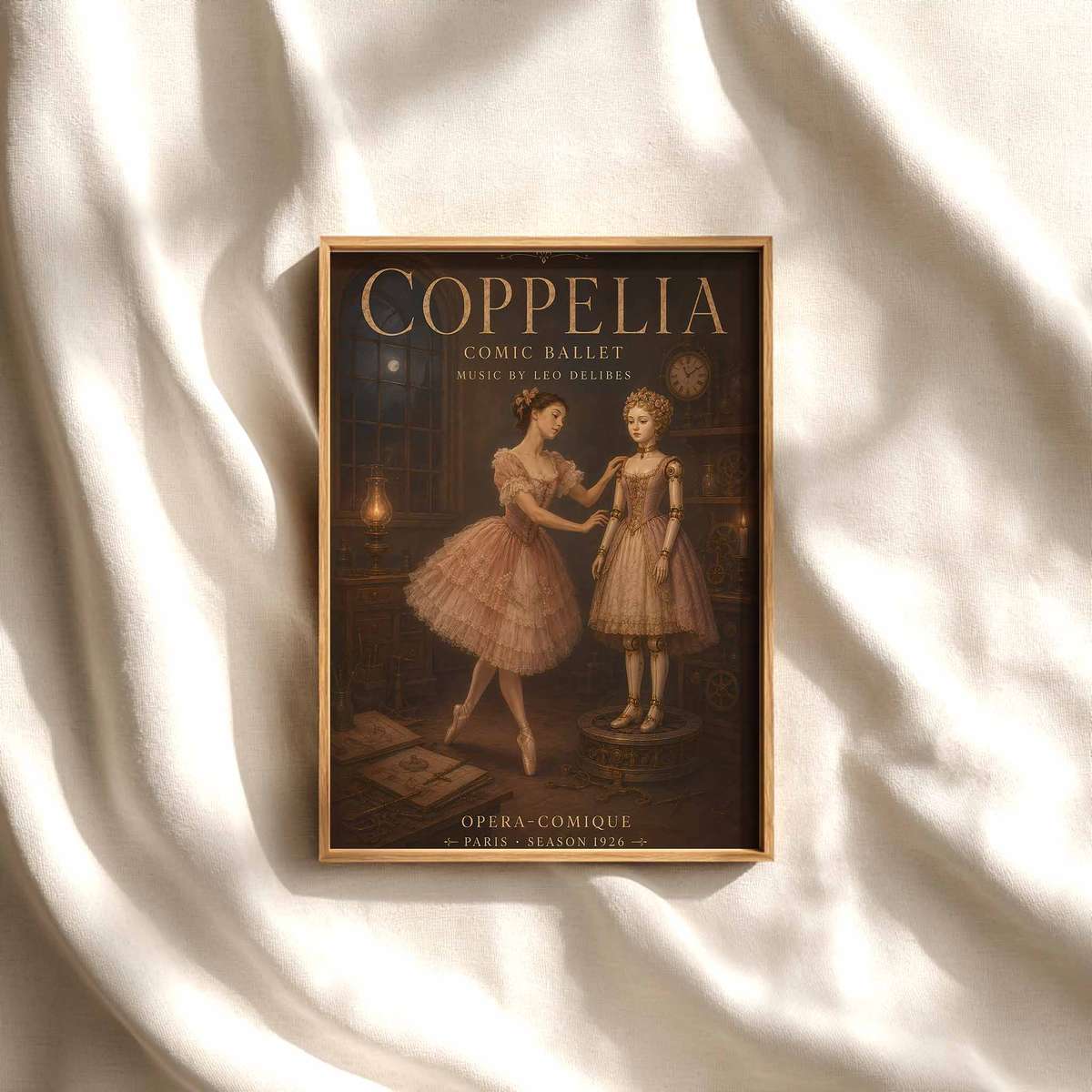 Vintage illustration of Vintage Ballerina presented through poetic movement with softly balanced composition