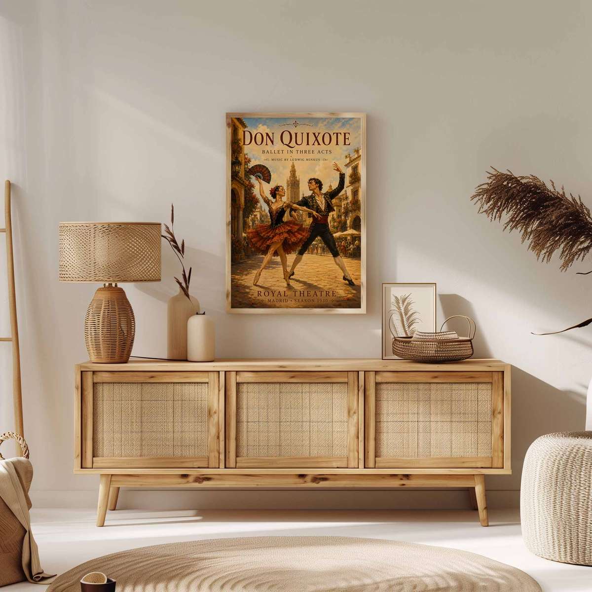 Don Quixote shown in a vintage composition showcasing graceful movement and stage-inspired details