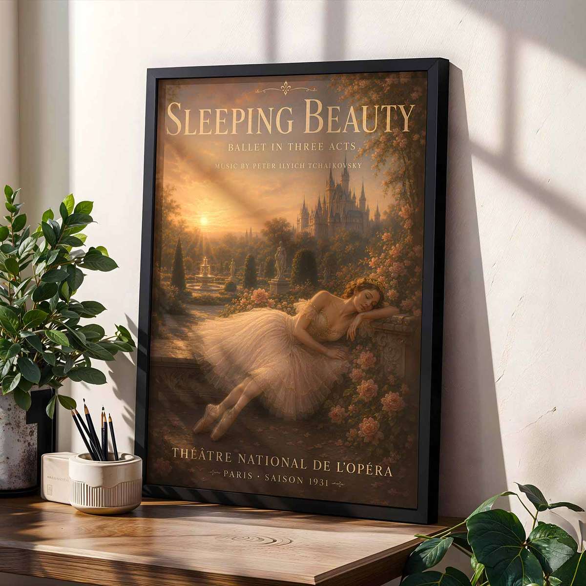 Artistic view of Sleeping Beauty Ballet showing expressive posture and refined dance details for dance studio decor