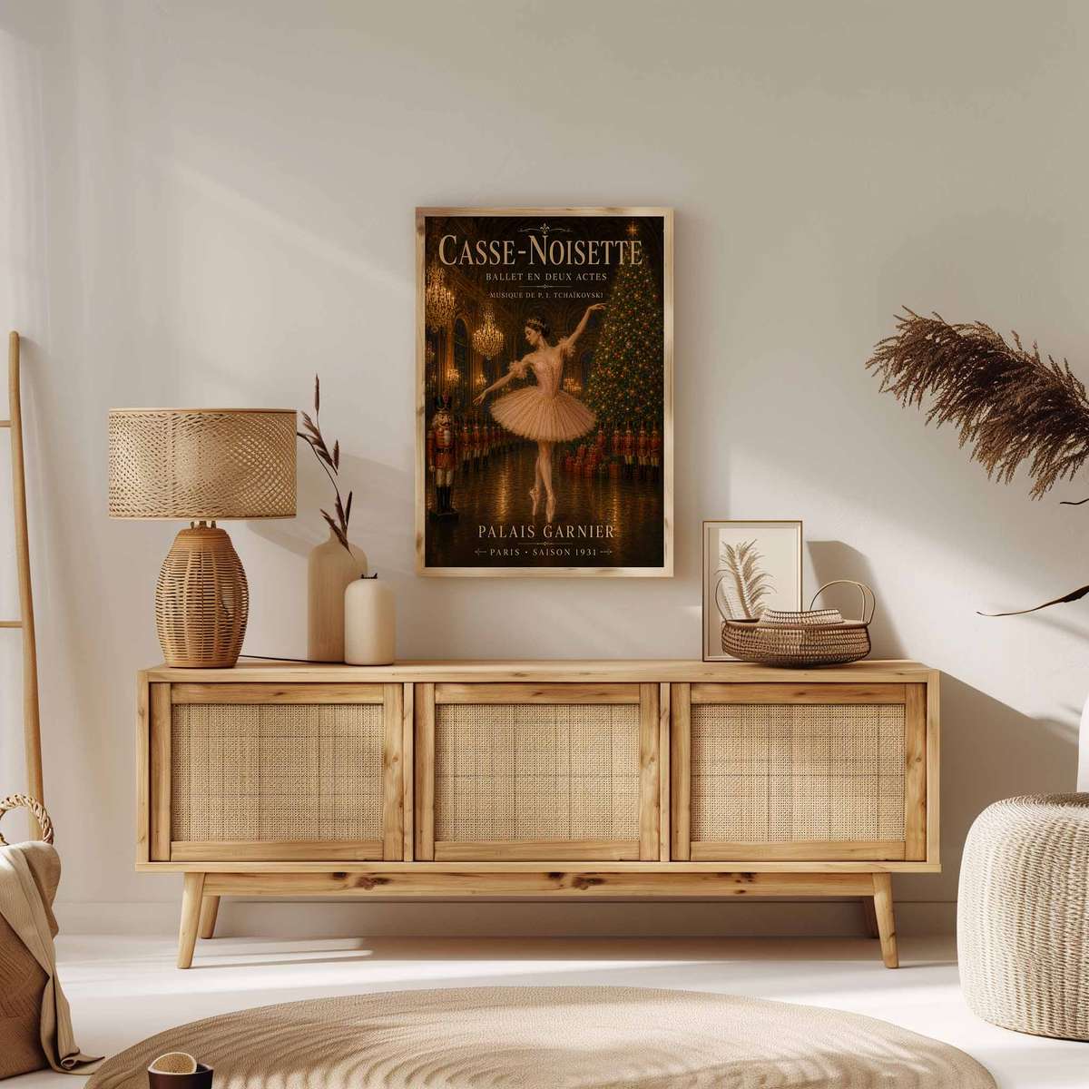 Nutcracker Ballet wall art showcasing elegant lines and a theatrical atmosphere and a graceful visual character with French text