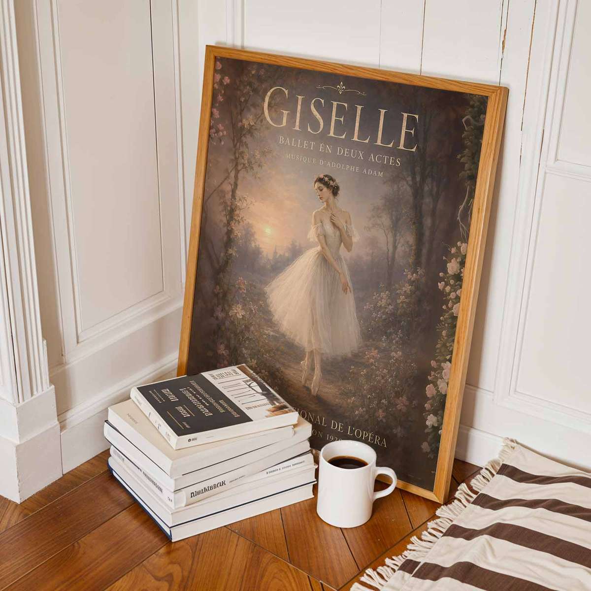 Giselle wall art combining poetic movement with softly balanced composition in a romantic composition with French text