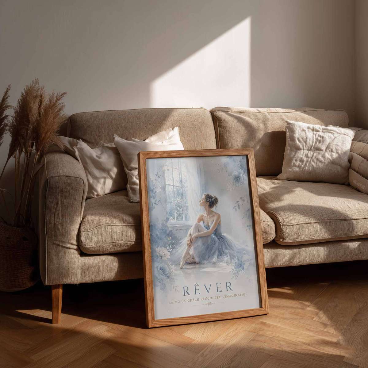 Watercolor Ballerina decorative print featuring graceful movement and stage-inspired details for ballet lovers with French text