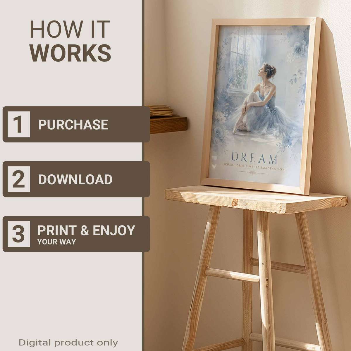 Watercolor illustration of Watercolor Ballerinas presented through poetic movement with softly balanced composition